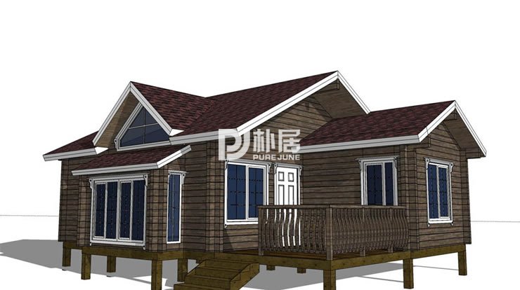 双层轻型木屋别墅 3D设计构图