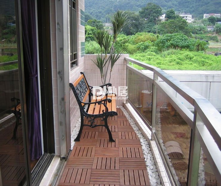 阳台防滑菠萝格木地板  易清洗易排水